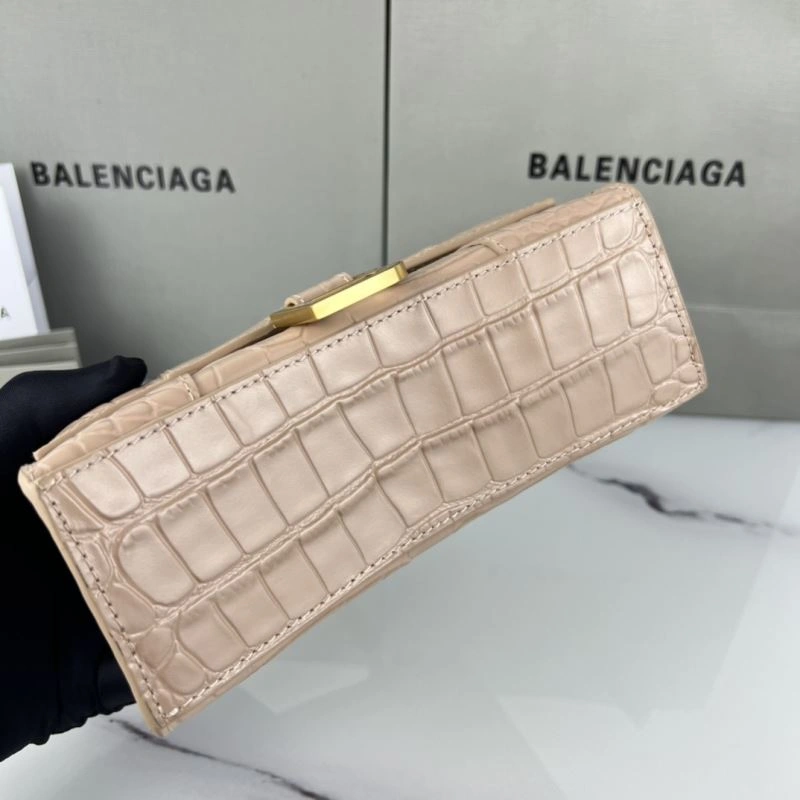 Thermal Balenciaga XS Hourglass Bag in Naked Pink Crocodile Pattern 78744