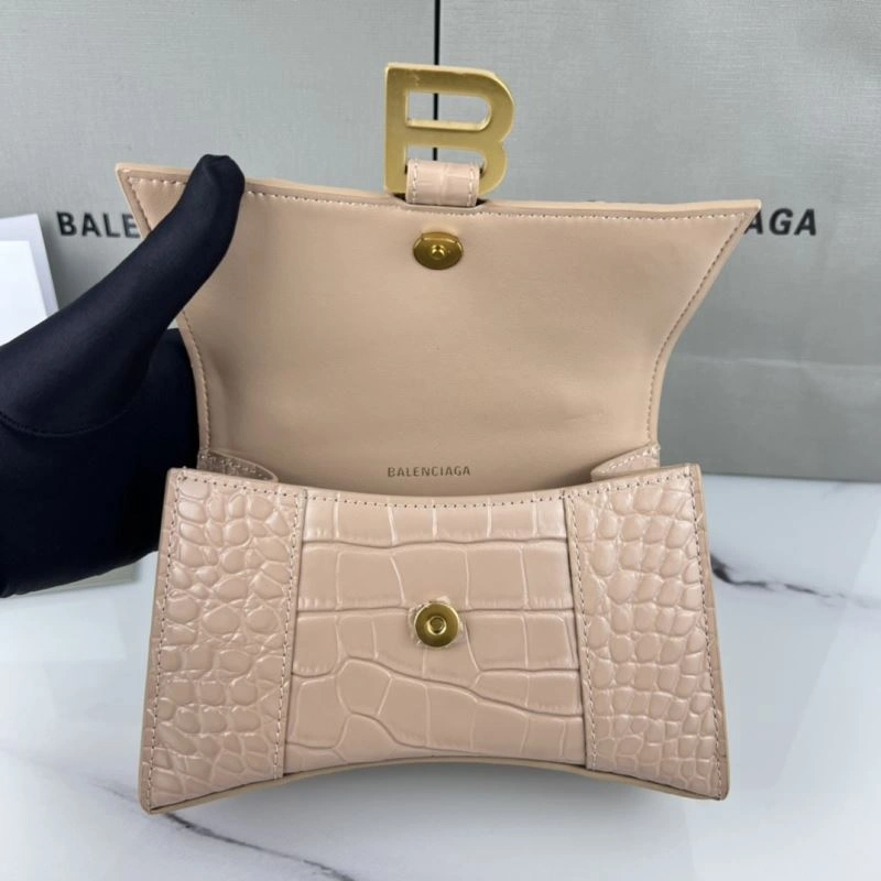 Thermal Balenciaga XS Hourglass Bag in Naked Pink Crocodile Pattern 78744