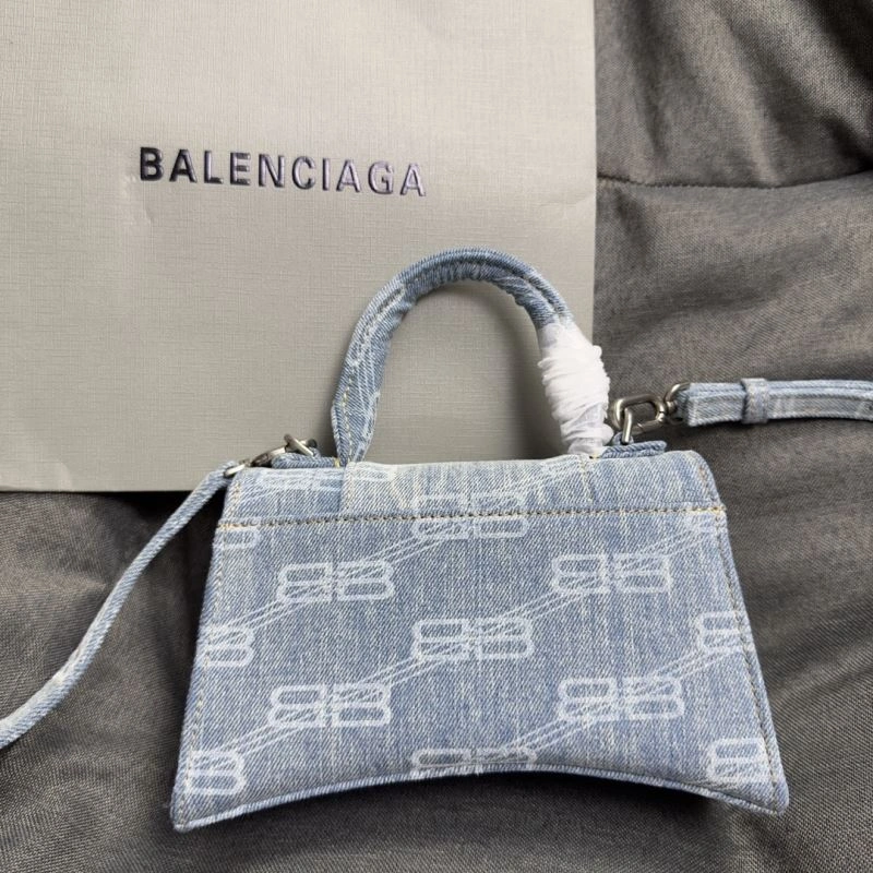 Sophisticated Balenciaga XS Hourglass Blue Denim Crescent Bag 70016