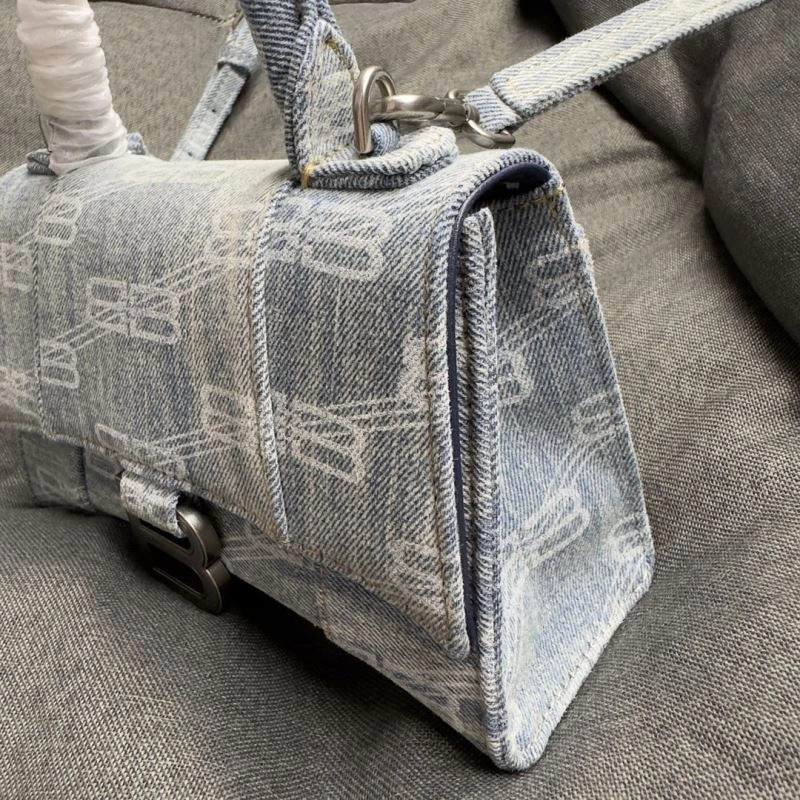 Sophisticated Balenciaga XS Hourglass Blue Denim Crescent Bag 70016