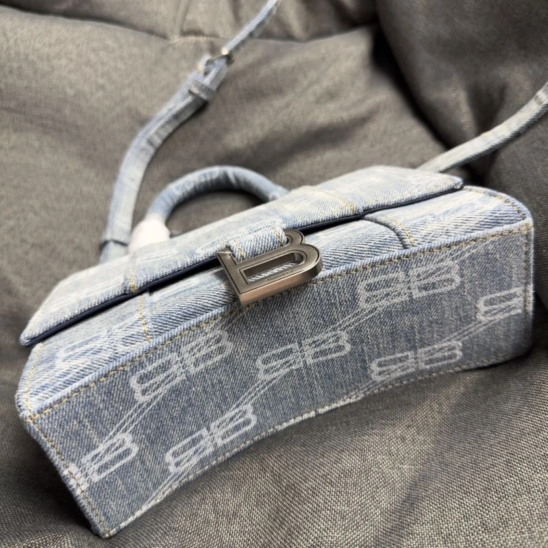 Sophisticated Balenciaga XS Hourglass Blue Denim Crescent Bag 70016