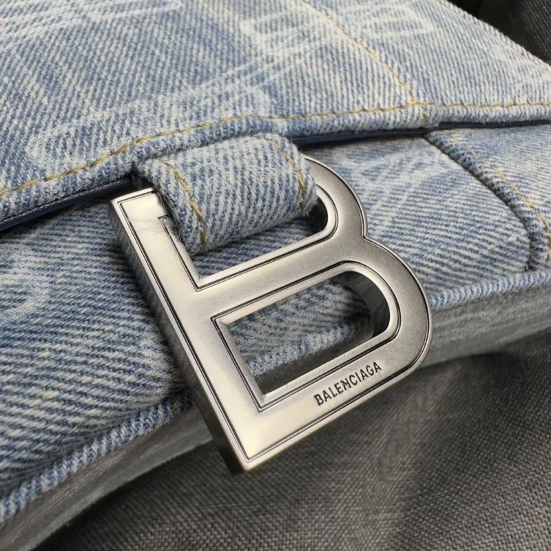 Sophisticated Balenciaga XS Hourglass Blue Denim Crescent Bag 70016