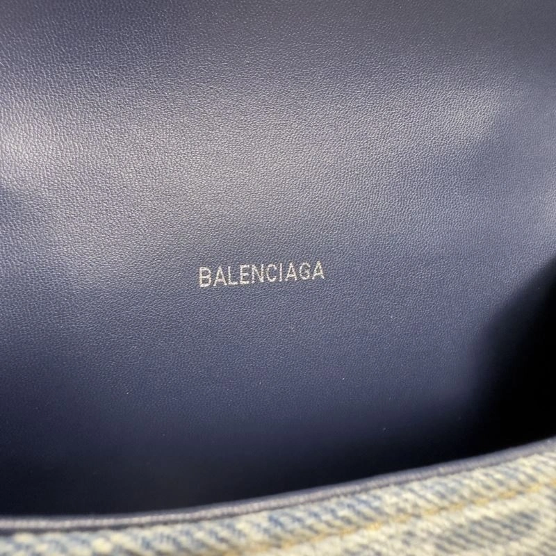 Sophisticated Balenciaga XS Hourglass Blue Denim Crescent Bag 70016