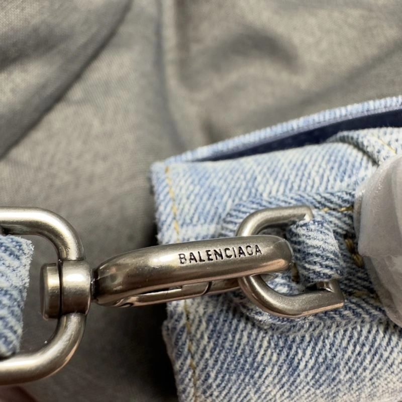 Sophisticated Balenciaga XS Hourglass Blue Denim Crescent Bag 70016