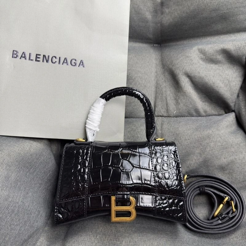 TimelessDesign Balenciaga XS Hourglass Crocodile Bag in Black Gold 70008
