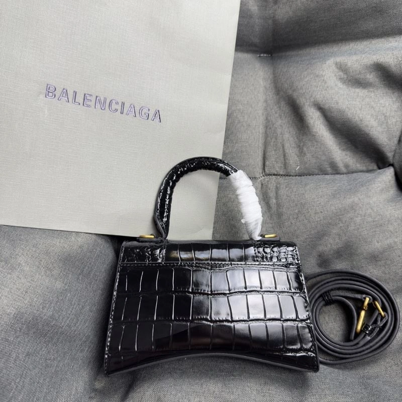 TimelessDesign Balenciaga XS Hourglass Crocodile Bag in Black Gold 70008