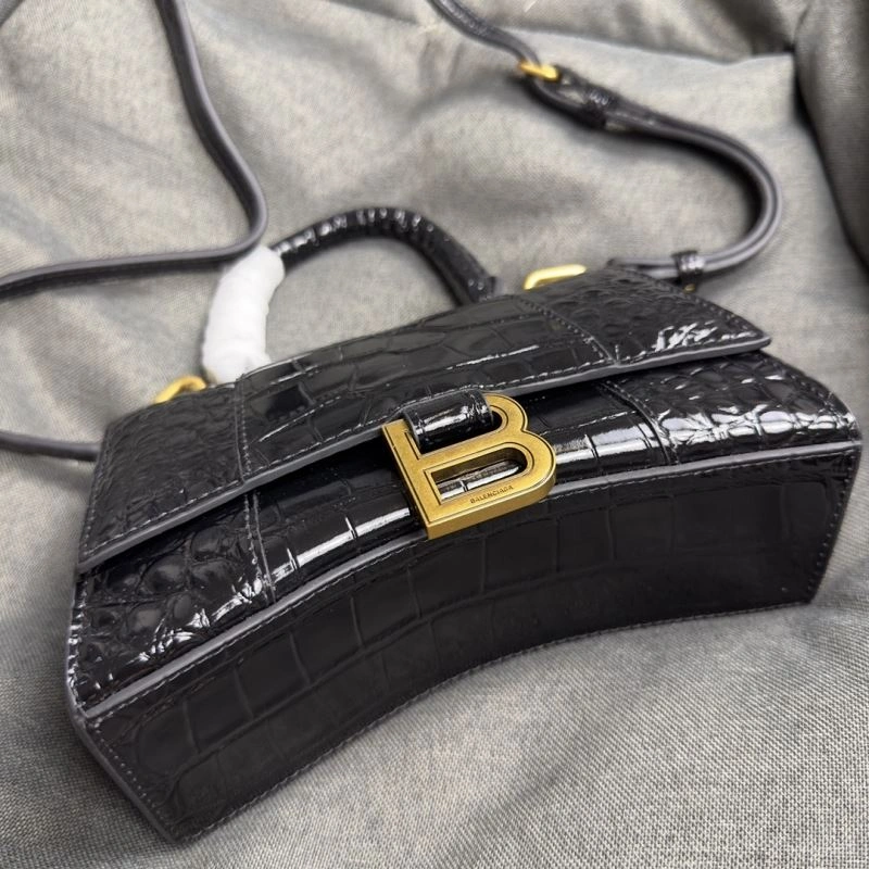 TimelessDesign Balenciaga XS Hourglass Crocodile Bag in Black Gold 70008