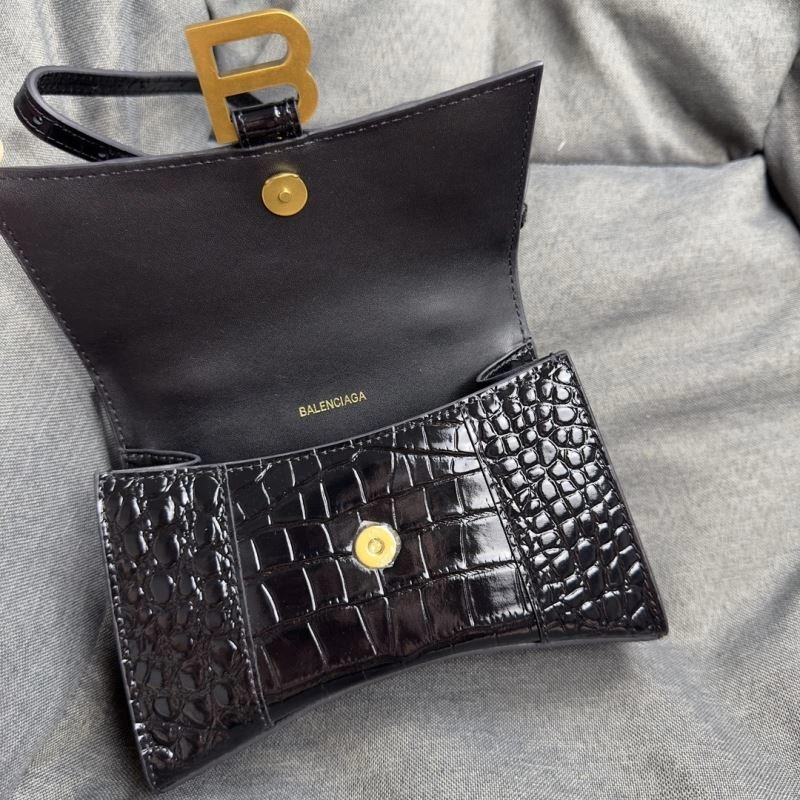 TimelessDesign Balenciaga XS Hourglass Crocodile Bag in Black Gold 70008