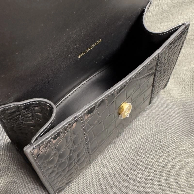TimelessDesign Balenciaga XS Hourglass Crocodile Bag in Black Gold 70008
