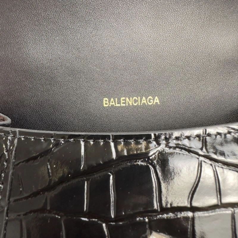 TimelessDesign Balenciaga XS Hourglass Crocodile Bag in Black Gold 70008