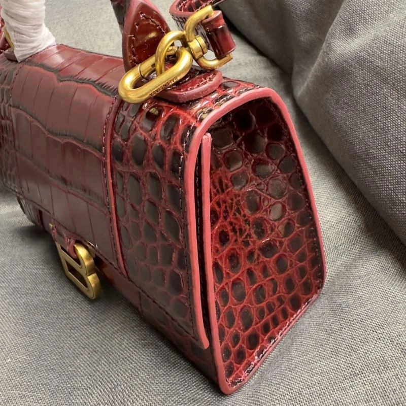 Balenciaga XS Hourglass Crocodile Bag with Gold Buckle AllSeason 70034