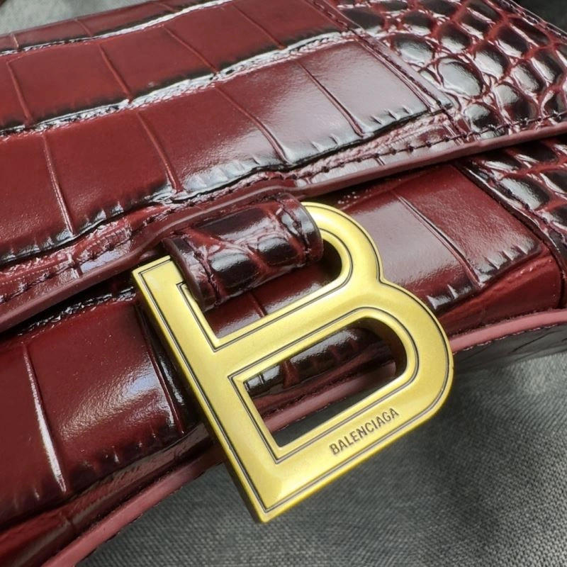 Balenciaga XS Hourglass Crocodile Bag with Gold Buckle AllSeason 70034