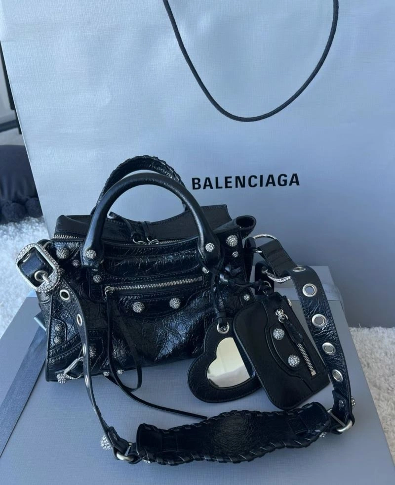 WeatherProof Balenciaga XS Le Cagole Neo City Handbag - Black Diamond Hardware 78787