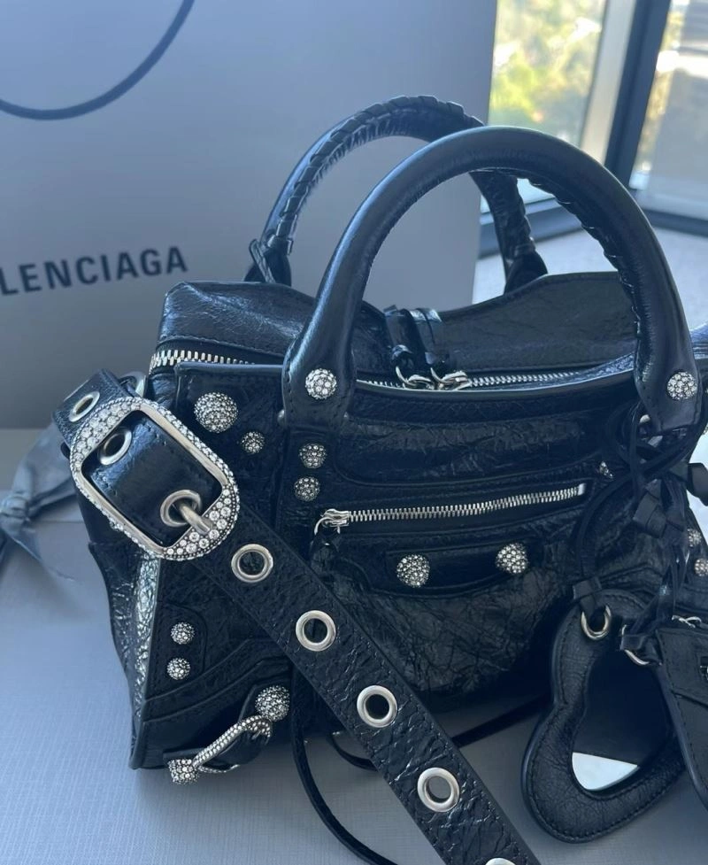WeatherProof Balenciaga XS Le Cagole Neo City Handbag - Black Diamond Hardware 78787