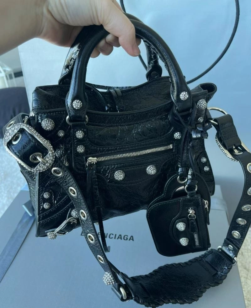 WeatherProof Balenciaga XS Le Cagole Neo City Handbag - Black Diamond Hardware 78787