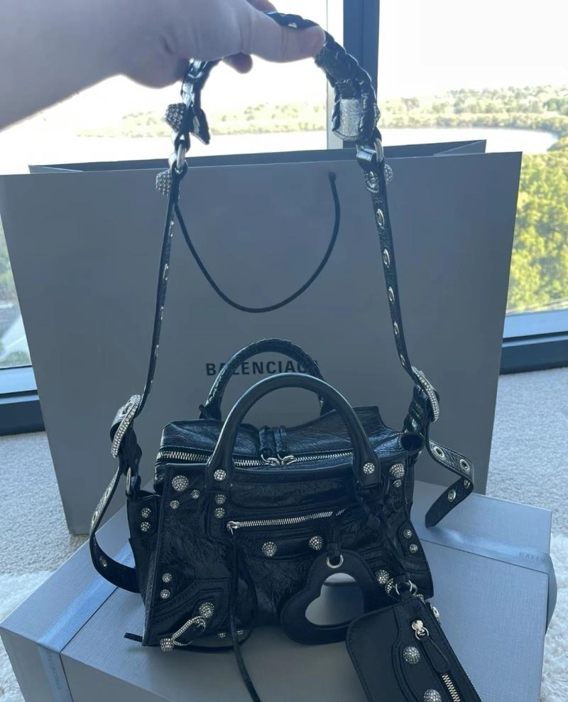 WeatherProof Balenciaga XS Le Cagole Neo City Handbag - Black Diamond Hardware 78787
