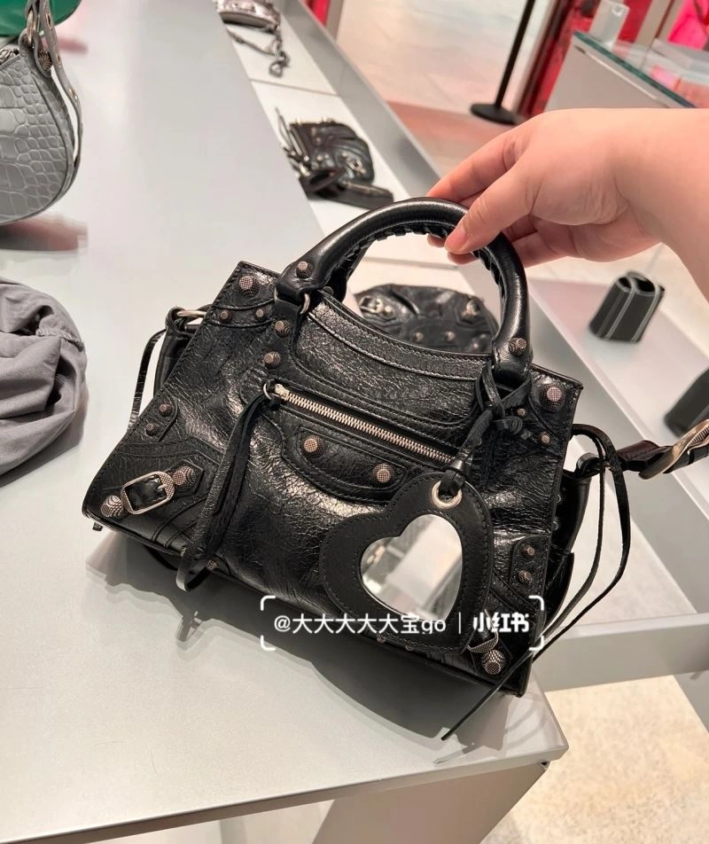 WeatherProof Balenciaga XS Le Cagole Neo City Handbag - Black Diamond Hardware 78787
