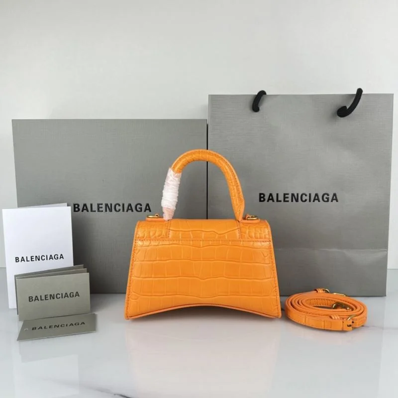 QuickDry Balenciaga XS Orange Crocodile Hourglass Bag with Gold Buckle 37760