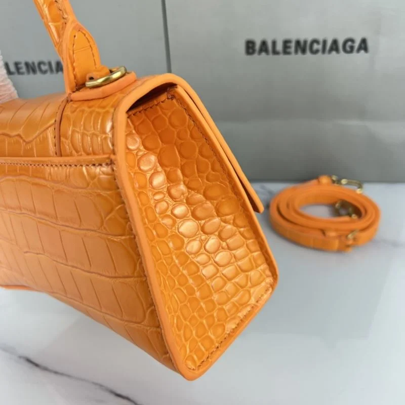 QuickDry Balenciaga XS Orange Crocodile Hourglass Bag with Gold Buckle 37760
