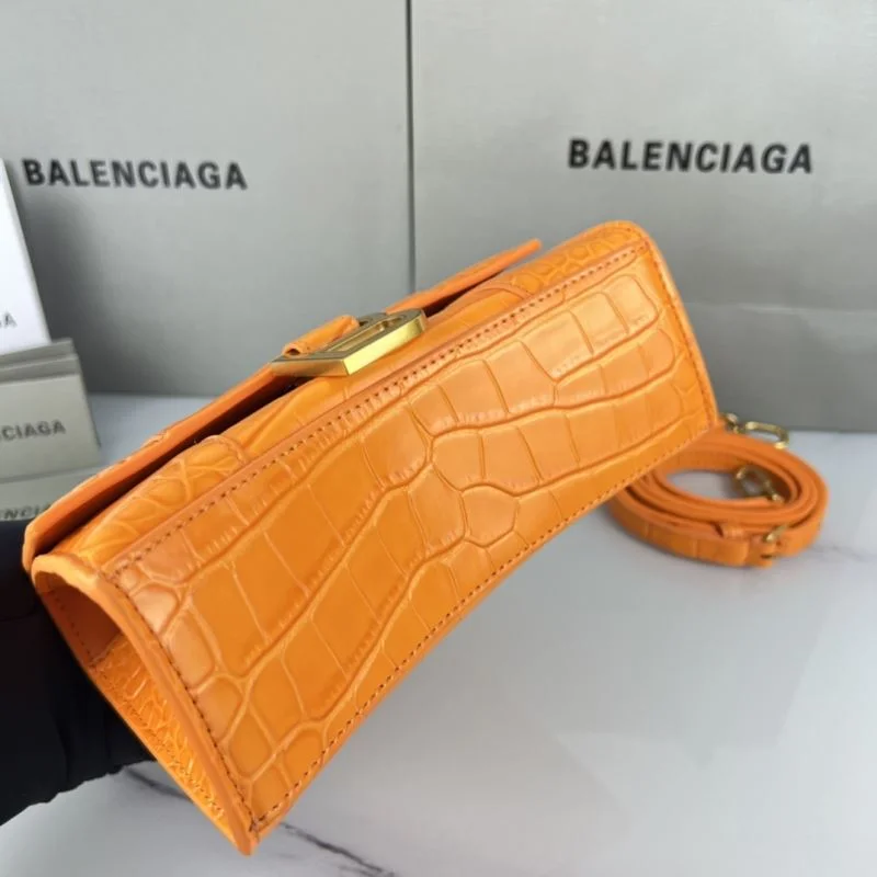 QuickDry Balenciaga XS Orange Crocodile Hourglass Bag with Gold Buckle 37760
