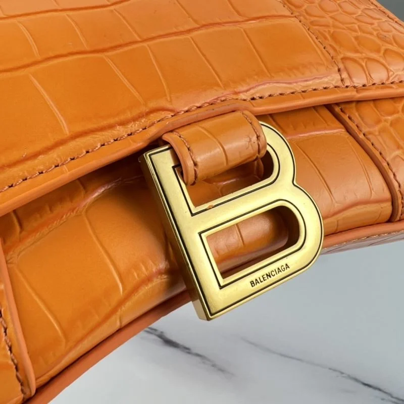 QuickDry Balenciaga XS Orange Crocodile Hourglass Bag with Gold Buckle 37760