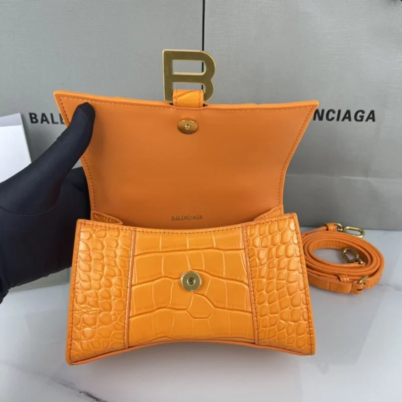 QuickDry Balenciaga XS Orange Crocodile Hourglass Bag with Gold Buckle 37760