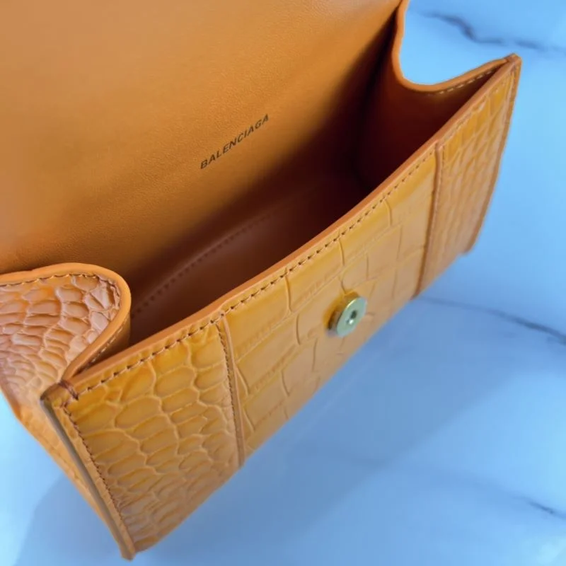 QuickDry Balenciaga XS Orange Crocodile Hourglass Bag with Gold Buckle 37760