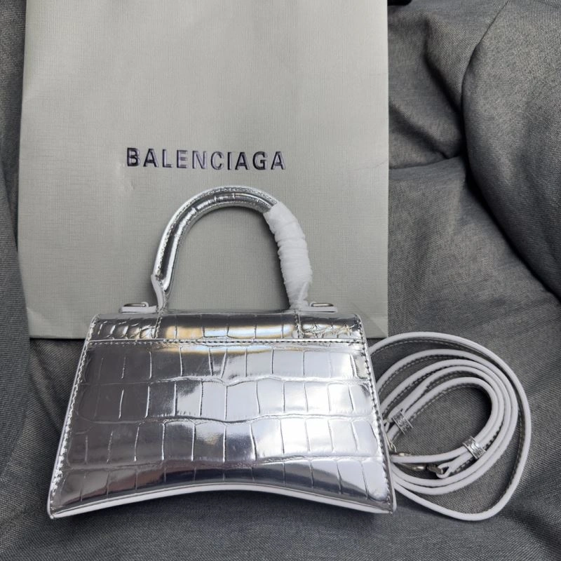 Vibrant Balenciaga XS Silver Buckle Crocodile Hourglass Bag 70003
