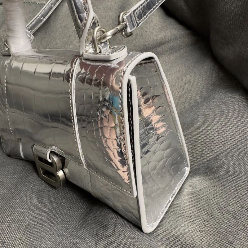 Vibrant Balenciaga XS Silver Buckle Crocodile Hourglass Bag 70003