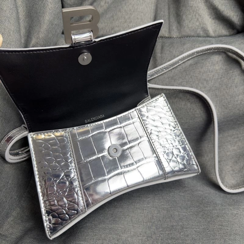 Vibrant Balenciaga XS Silver Buckle Crocodile Hourglass Bag 70003