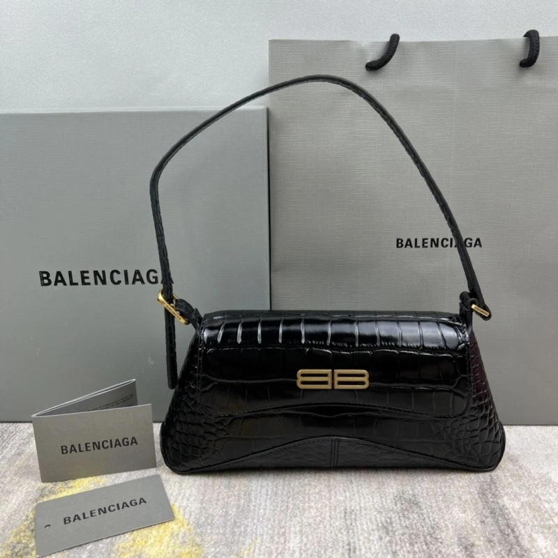 Breathable Balenciaga XX Crocodile Black Lambskin Shoulder Bag 78330