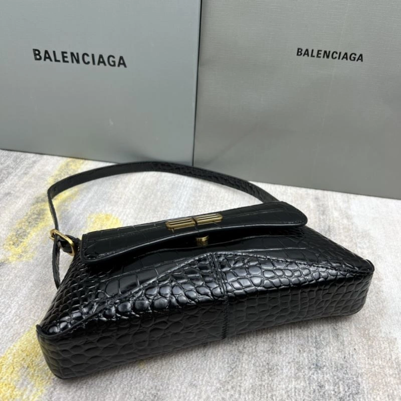 Breathable Balenciaga XX Crocodile Black Lambskin Shoulder Bag 78330