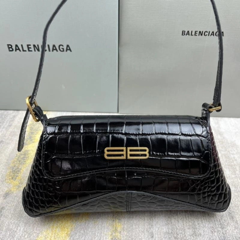 Breathable Balenciaga XX Crocodile Black Lambskin Shoulder Bag 78330