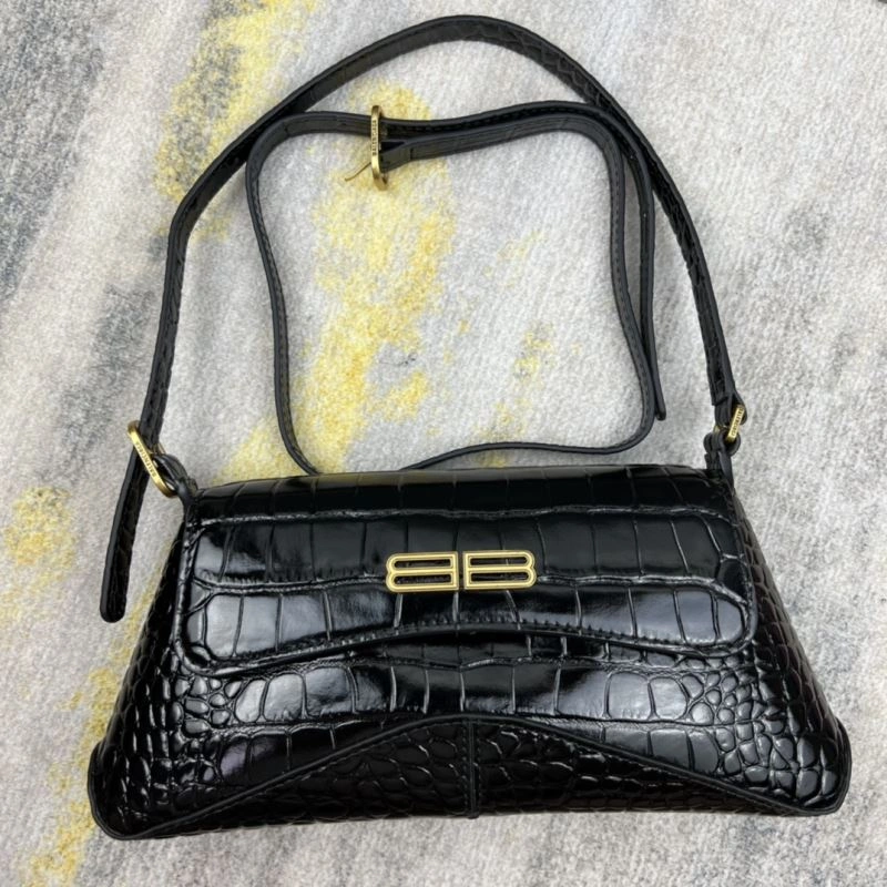 Breathable Balenciaga XX Crocodile Black Lambskin Shoulder Bag 78330