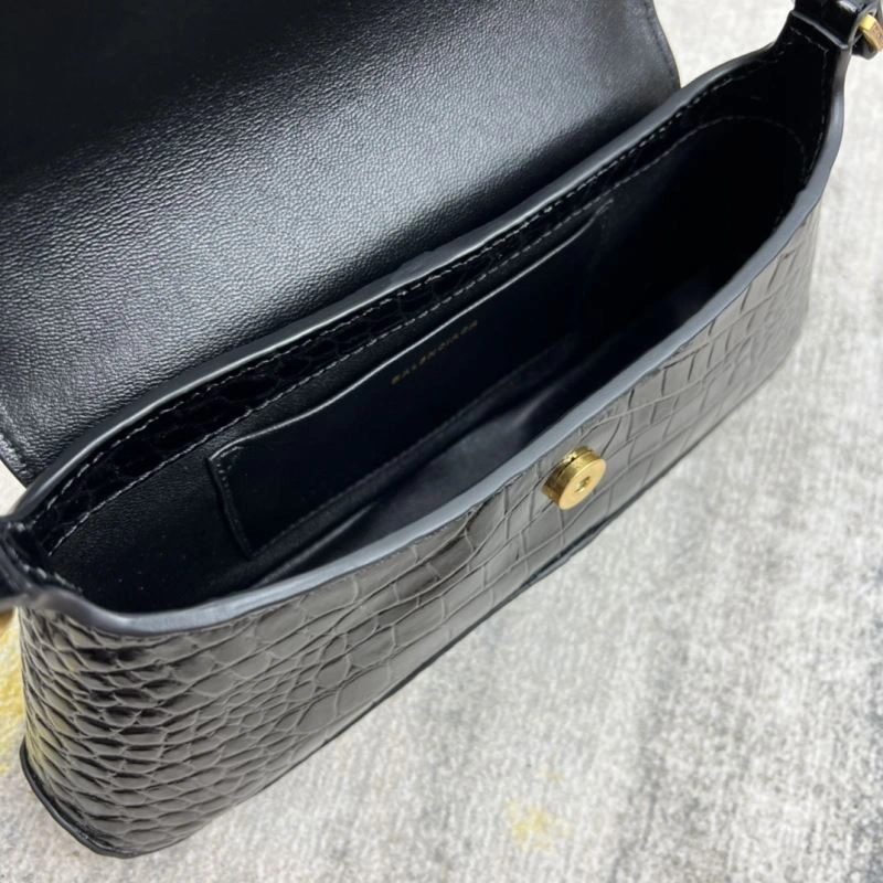 Breathable Balenciaga XX Crocodile Black Lambskin Shoulder Bag 78330