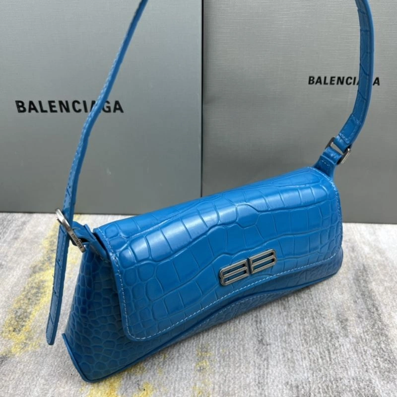Cozy Balenciaga XX Crocodile Blue Mini Lambskin Underarm Bag 78335