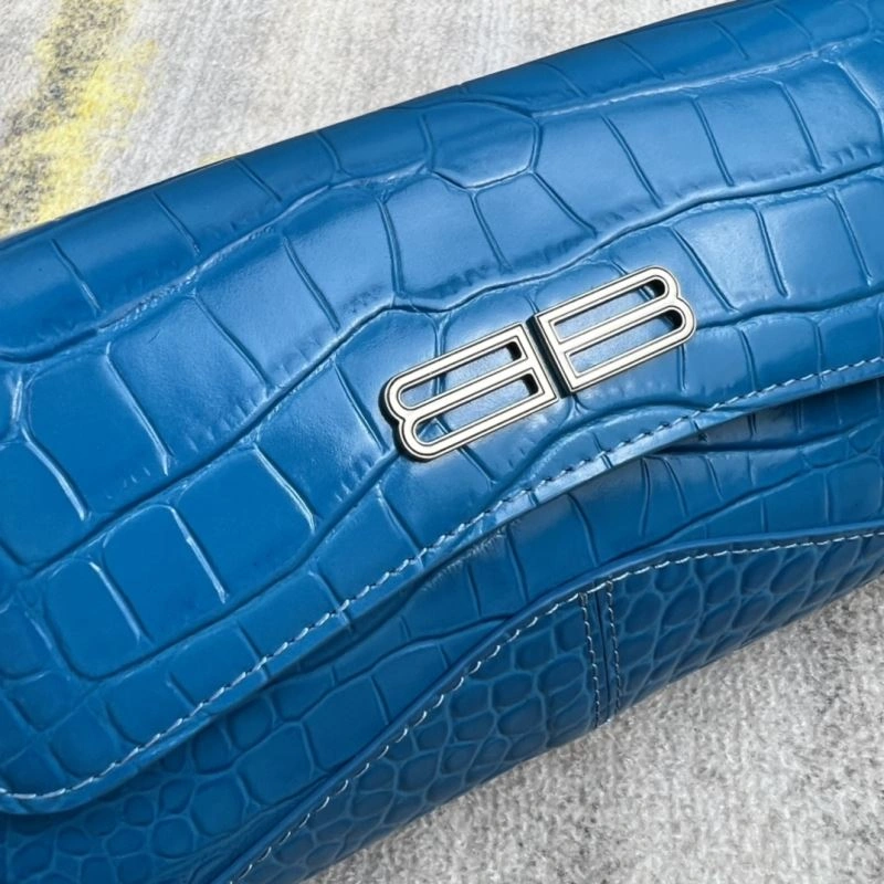 Cozy Balenciaga XX Crocodile Blue Mini Lambskin Underarm Bag 78335