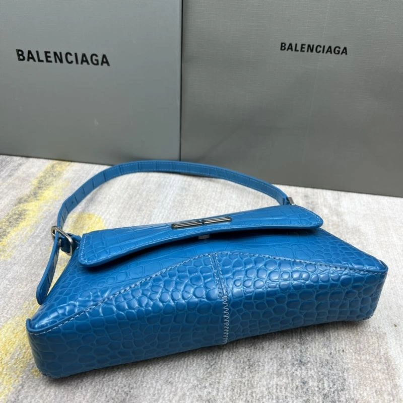 Cozy Balenciaga XX Crocodile Blue Mini Lambskin Underarm Bag 78335