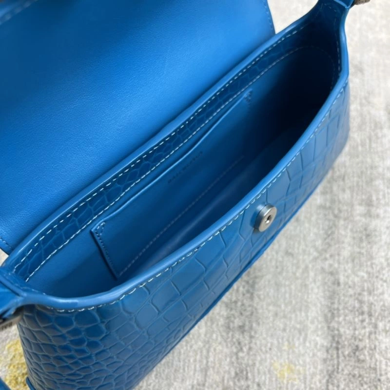 Cozy Balenciaga XX Crocodile Blue Mini Lambskin Underarm Bag 78335