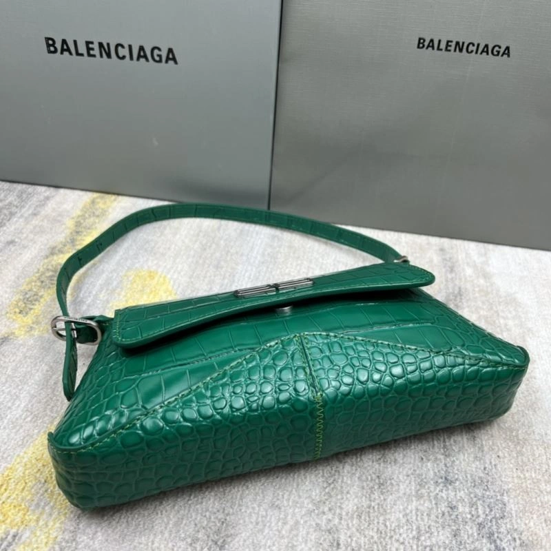 Balenciaga XX Crocodile Green Underarm Bag with Lambskin Lining Effortless 78334