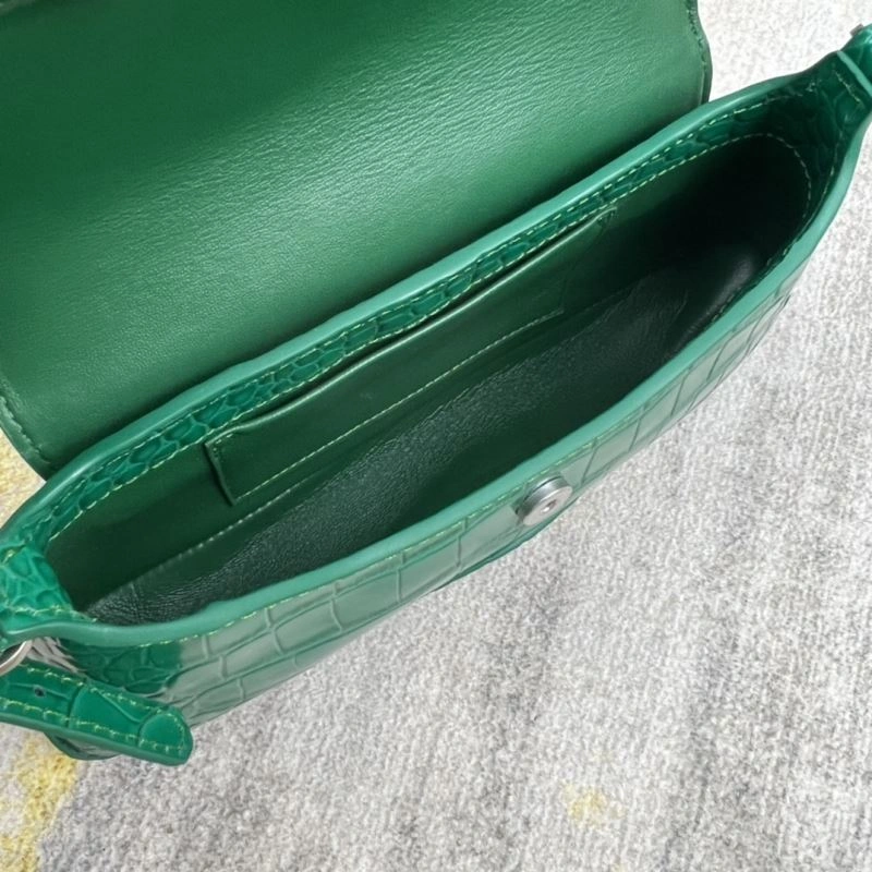 Balenciaga XX Crocodile Green Underarm Bag with Lambskin Lining Effortless 78334