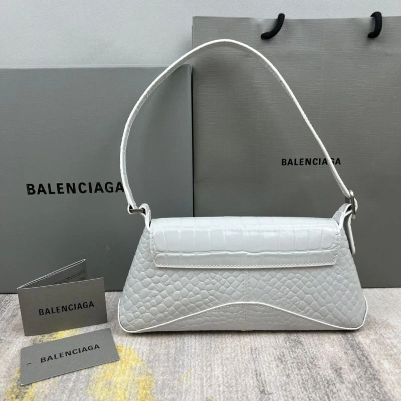 Trendsetting Balenciaga XX Crocodile White Lambskin Underarm Bag 78331