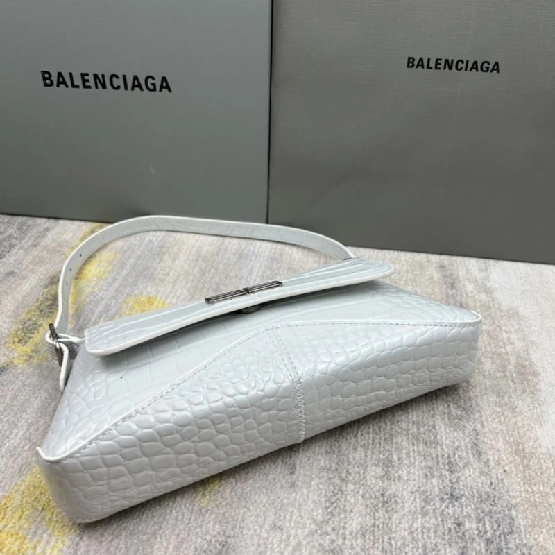 Trendsetting Balenciaga XX Crocodile White Lambskin Underarm Bag 78331