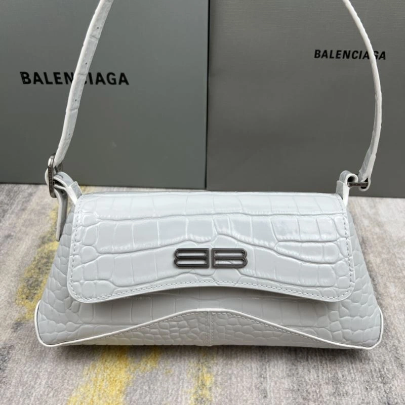 Trendsetting Balenciaga XX Crocodile White Lambskin Underarm Bag 78331