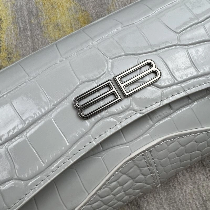 Trendsetting Balenciaga XX Crocodile White Lambskin Underarm Bag 78331