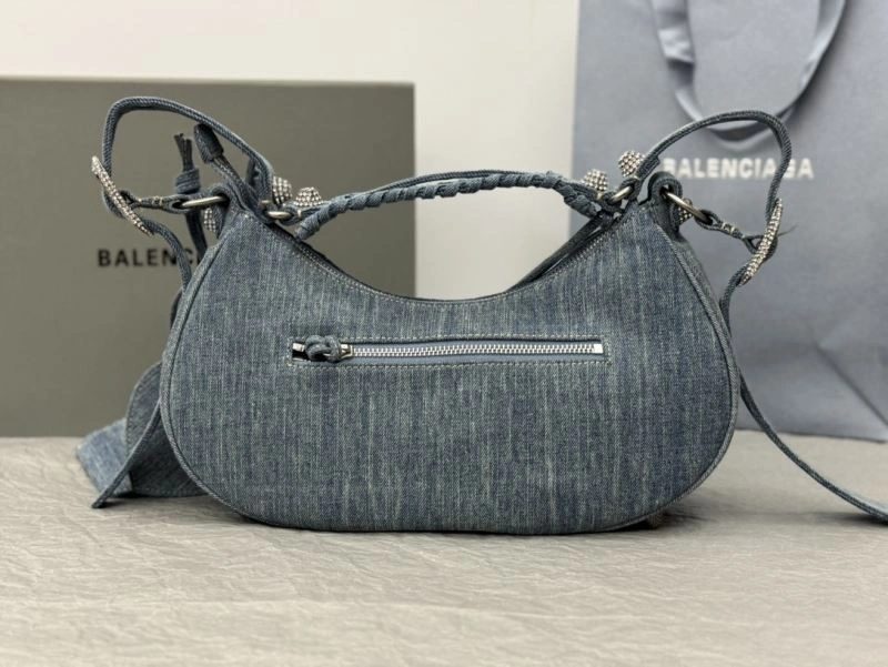 TimelessDesign Balenciaga Y2K Bling Denim Motorcycle Bag with Mirror Pouch 66916