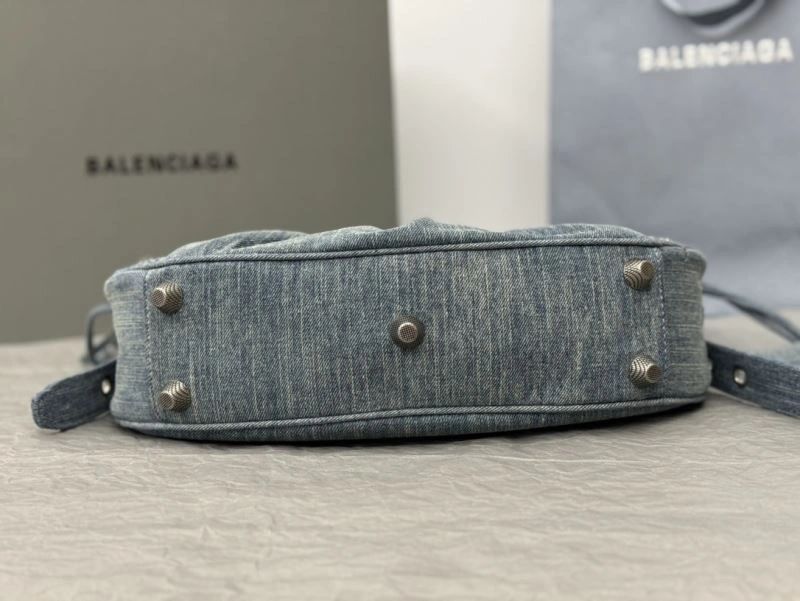 TimelessDesign Balenciaga Y2K Bling Denim Motorcycle Bag with Mirror Pouch 66916