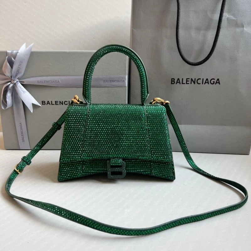 Bling Green Rhinestone Hourglass Bag with  B Buckle Contemporary 70090