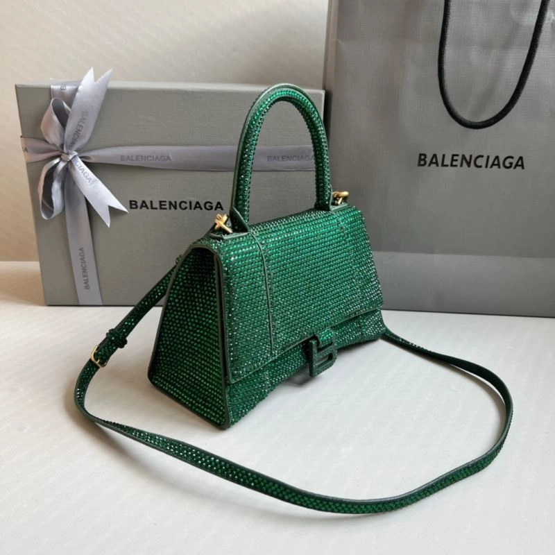 Bling Green Rhinestone Hourglass Bag with  B Buckle Contemporary 70090