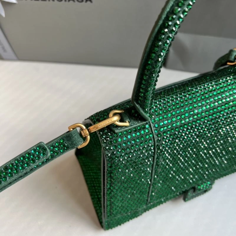 Bling Green Rhinestone Hourglass Bag with  B Buckle Contemporary 70090